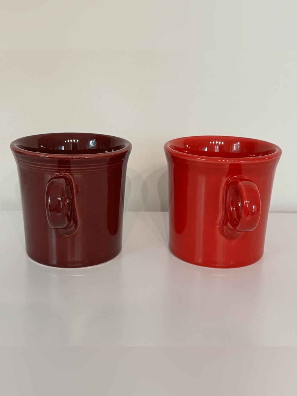 Set of 2 Fiesta O Ring-Handle Coffee Tea Mugs Red & Burgundy HLC - Picture 4 of 8